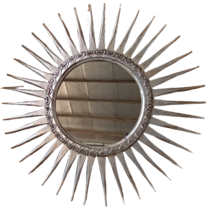 Frame Mirror sun model size 95 x 95 cm color White with Oval mirror