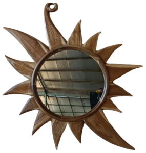 Frame Mirror sun model size 115 x 115 cm color Brown with Oval mirror